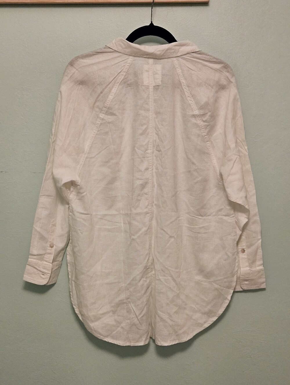 Aerie SZ XS NWT White Linen Blend Button Down Beachy Cover Up Long Sleeve Top - Picture 3 of 9